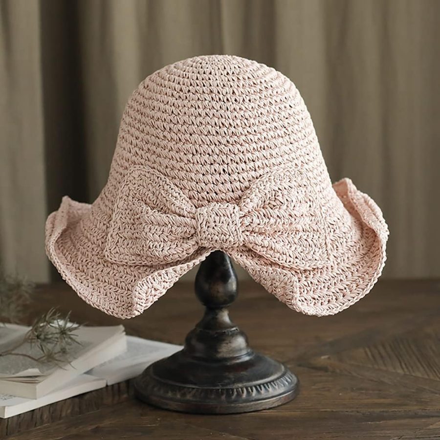 Foldable Wide Brim Floppy Straw Beach Sun Hat,Summer Cap with Bowknot for Women Girls,Strap Adjustable - Image 2