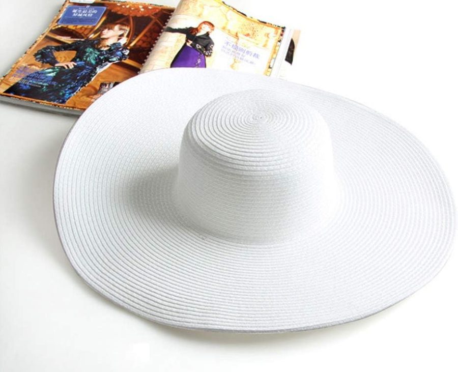 Women Floppy Straw Hat Wide Brim Foldable Packable Braid Cap UV Protection Summer Gardening Hiking Beach Sun Hat (White) - Image 2