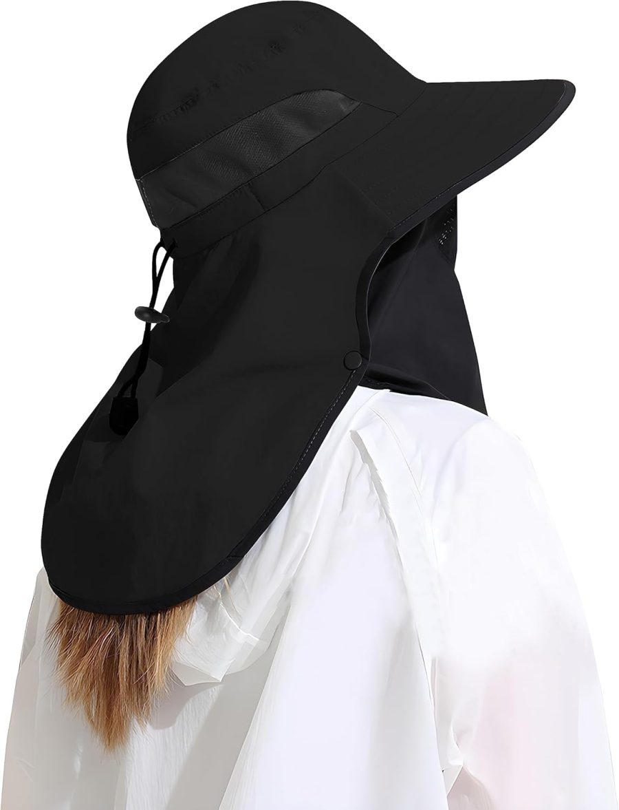 Outdoor Sun Hat Detachable Neck Face Flap UPF 50+UV Protection Visor Fishing Hats with Neck Flap for Men & Women