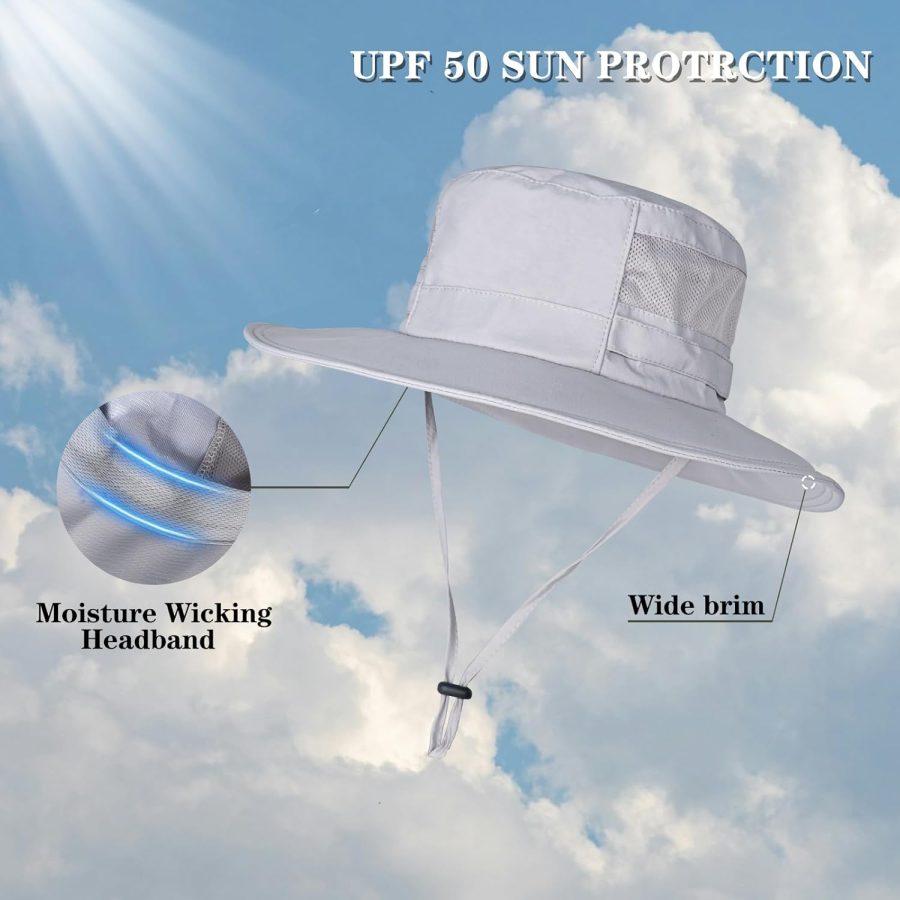 Sun Hat for Men/Women, UPF 50+ Fishing Hat,Waterproof Wide Brim Bucket Hat Foldable Boonie Hat for Hiking Garden Safari Beach - Image 2