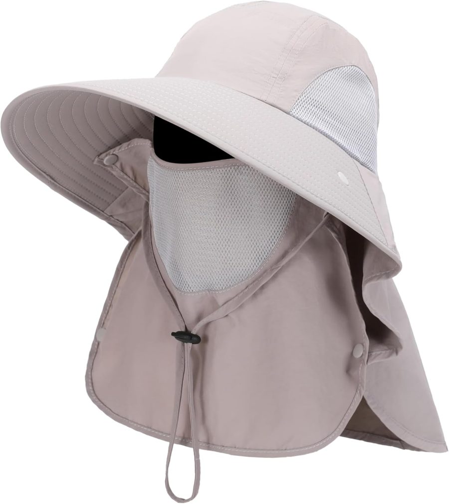 Outrip Sun Hat for Men Women Wide Brim Fishing Hat with Face Cover & Neck Flap Outdoor Sun Protection Hat