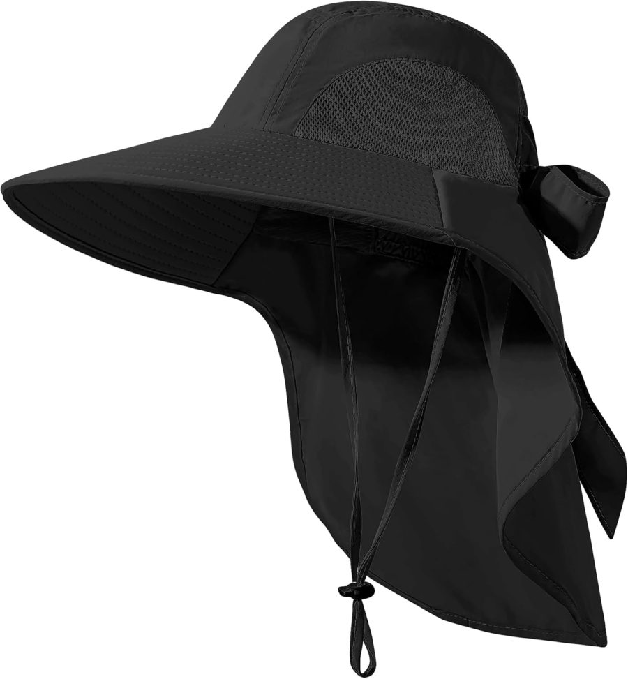 Women Sun Hat UV Protection, Foldable Waterproof Wide Brim Bucket Hats with Neck Flap for Summer Beach Fishing Hiking