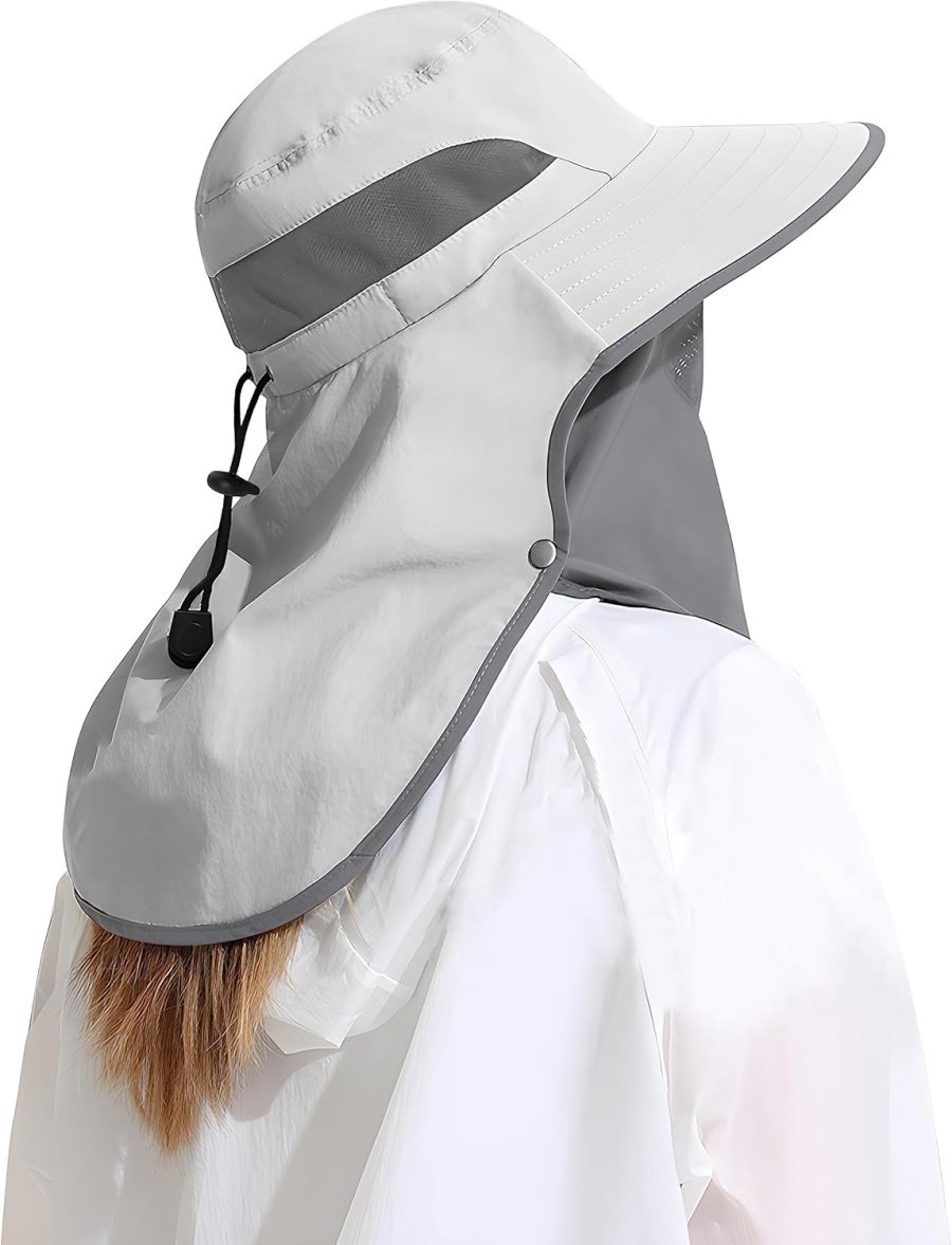 Outdoor Sun Hat Detachable Neck Face Flap UPF 50+UV Protection Visor Fishing Hats with Neck Flap for Men & Women