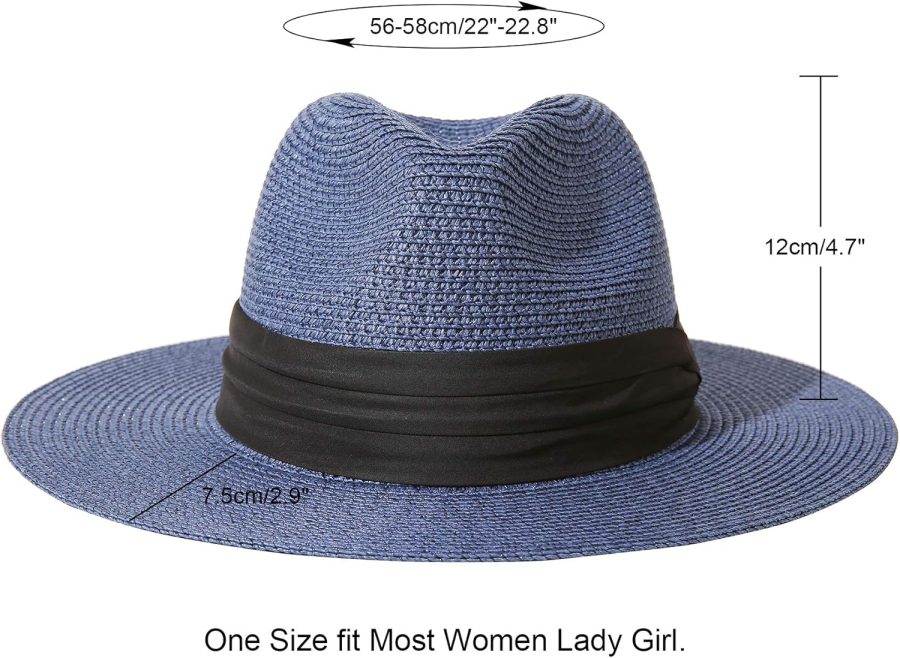 Women UPF50 Foldable Summer Straw Hat Wide Brim Fedora Sun Beach hat - Image 2
