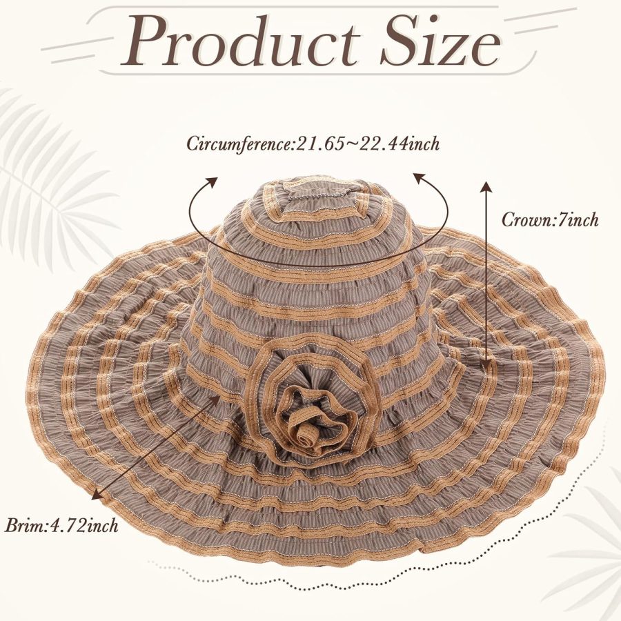Women Ruffled Sun Hat Foldable Beach Hat Floppy Lace Wide Brim Cap Summer UV Protection Travel Garden Outdoor - Image 2
